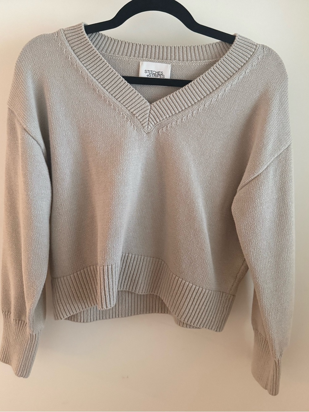 Stitches and Stripes v Neck grey sweater
